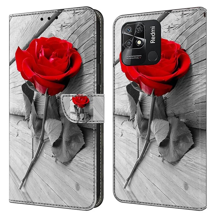Pattern Printing Leather Case for Xiaomi Redmi 10C 4G Case Anti-Drop Wallet Phone Case