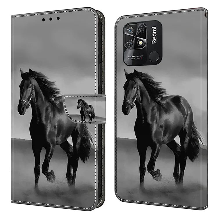 Pattern Printing Leather Case for Xiaomi Redmi 10C 4G Case Anti-Drop Wallet Phone Case