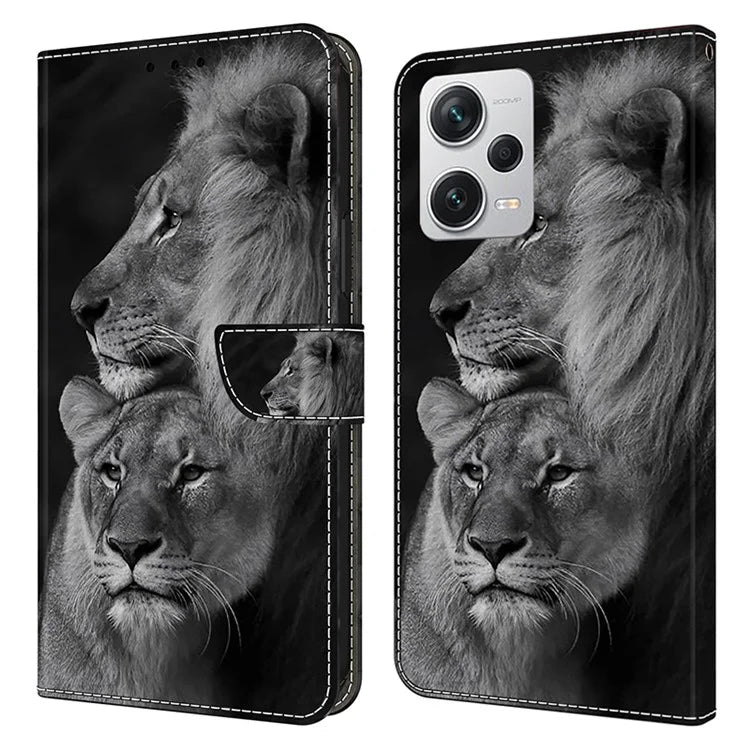 Wallet Phone Case for Xiaomi Redmi Note 12 Pro+ 5G Case Pattern Printing Leather Flip Cover