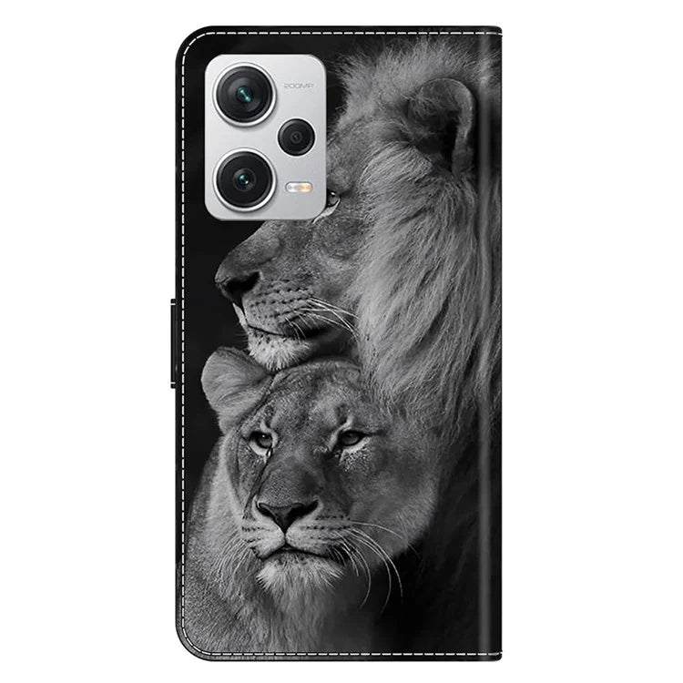 Wallet Phone Case for Xiaomi Redmi Note 12 Pro+ 5G Case Pattern Printing Leather Flip Cover