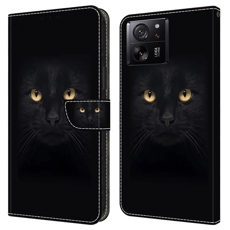 Protective Phone Cover for Xiaomi 13T Pro / 13T Case Pattern Printing Leather Wallet Case