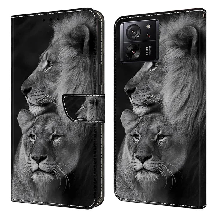 Protective Phone Cover for Xiaomi 13T Pro / 13T Case Pattern Printing Leather Wallet Case