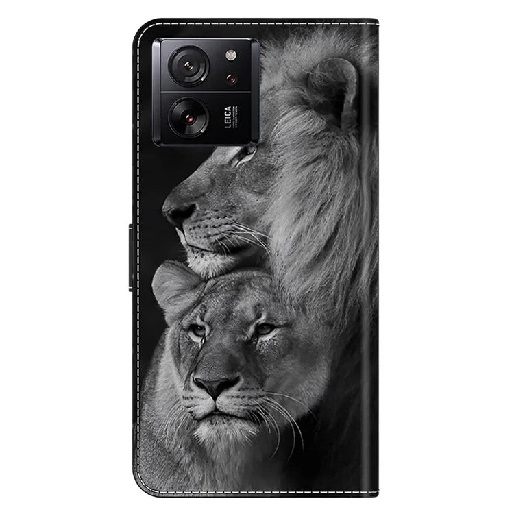 Protective Phone Cover for Xiaomi 13T Pro / 13T Case Pattern Printing Leather Wallet Case