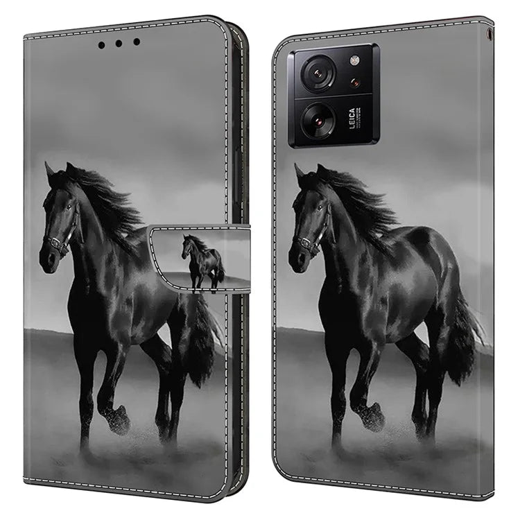 Protective Phone Cover for Xiaomi 13T Pro / 13T Case Pattern Printing Leather Wallet Case