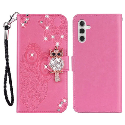 For Samsung Galaxy A15 4G Case Rhinestone Decor Leather Stand Cellphone Wallet Cover