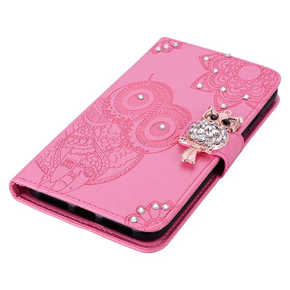 For Samsung Galaxy A15 4G Case Rhinestone Decor Leather Stand Cellphone Wallet Cover