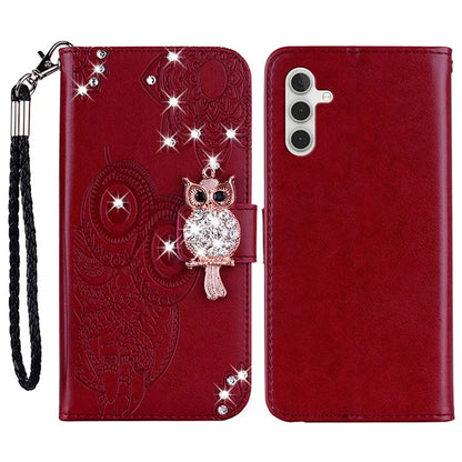 For Samsung Galaxy A15 4G Case Rhinestone Decor Leather Stand Cellphone Wallet Cover