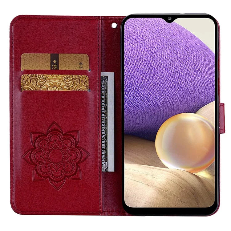 For Samsung Galaxy A15 4G Case Rhinestone Decor Leather Stand Cellphone Wallet Cover