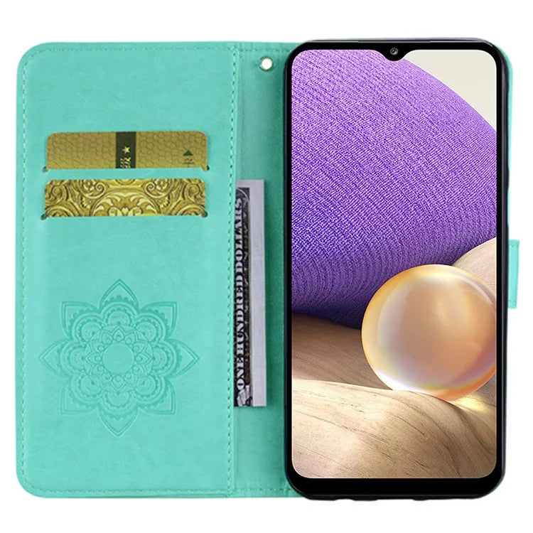 For Samsung Galaxy A15 4G Case Rhinestone Decor Leather Stand Cellphone Wallet Cover