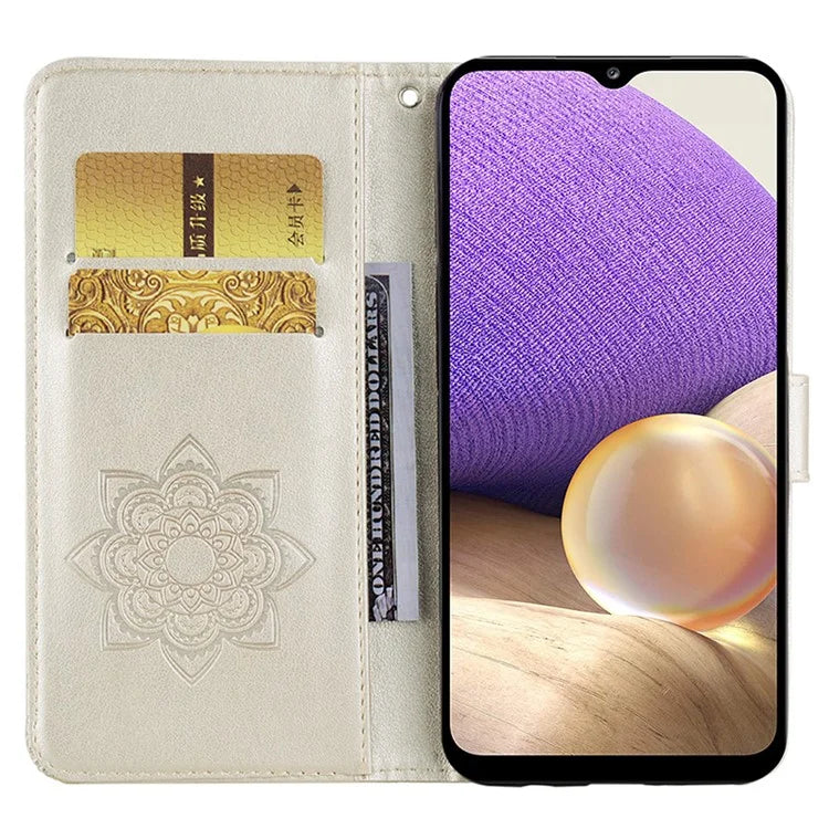 For Samsung Galaxy A15 4G Case Rhinestone Decor Leather Stand Cellphone Wallet Cover