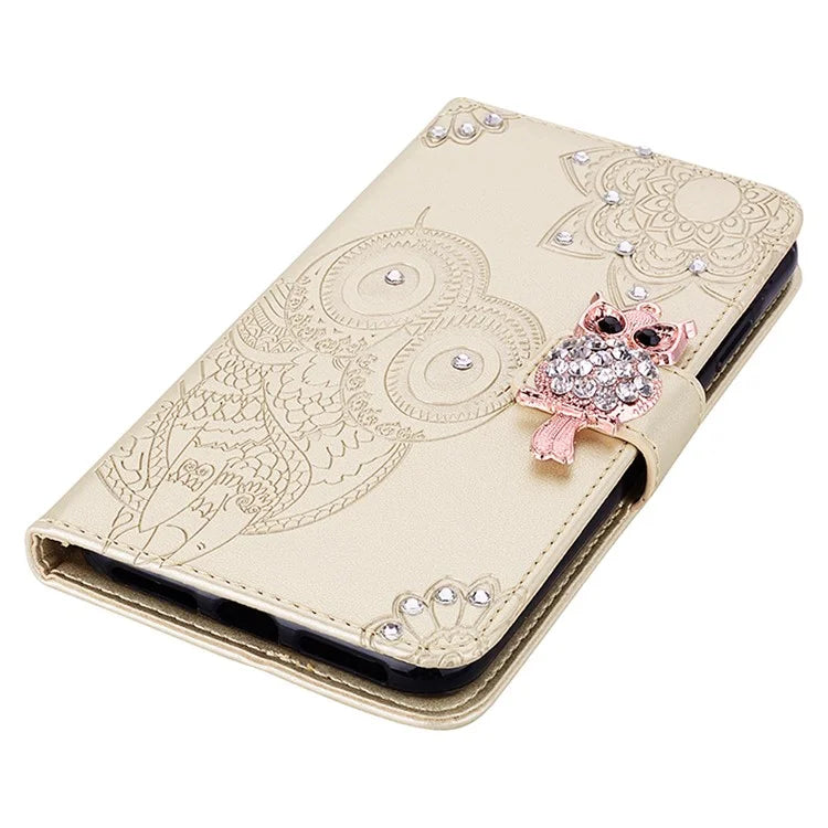 For Samsung Galaxy A15 4G Case Rhinestone Decor Leather Stand Cellphone Wallet Cover