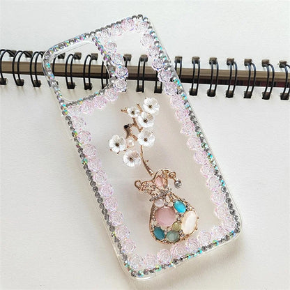 For iPhone 15 Pro Case PC Phone Shell Rhinestone Decor Mobile Phone Cover