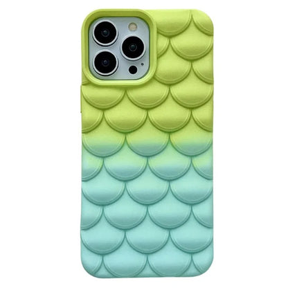 For iPhone 15 Pro Max Case 3D Fish Scale Gradient Anti-drop TPU Phone Cover