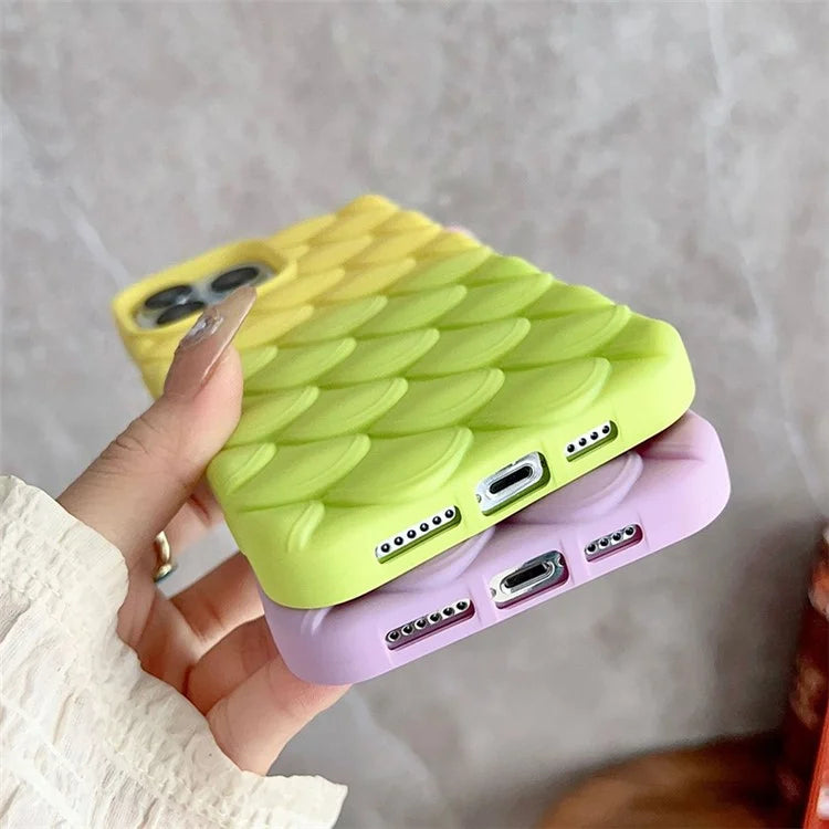 For iPhone 15 Pro Max Case 3D Fish Scale Gradient Anti-drop TPU Phone Cover