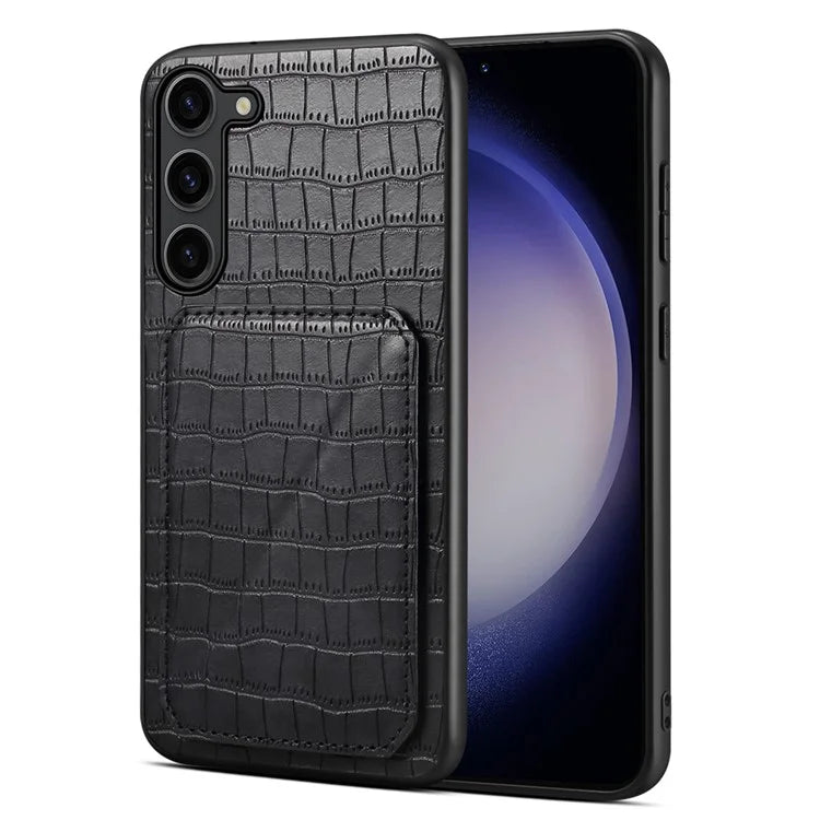 For Samsung Galaxy S23 Case Hidden Card Holder Kickstand Leather+PC+TPU Cellphone Cover