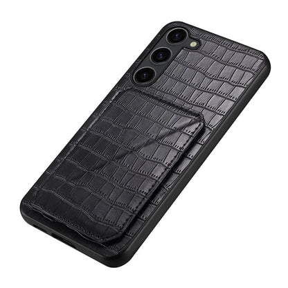 For Samsung Galaxy S23 Case Hidden Card Holder Kickstand Leather+PC+TPU Cellphone Cover