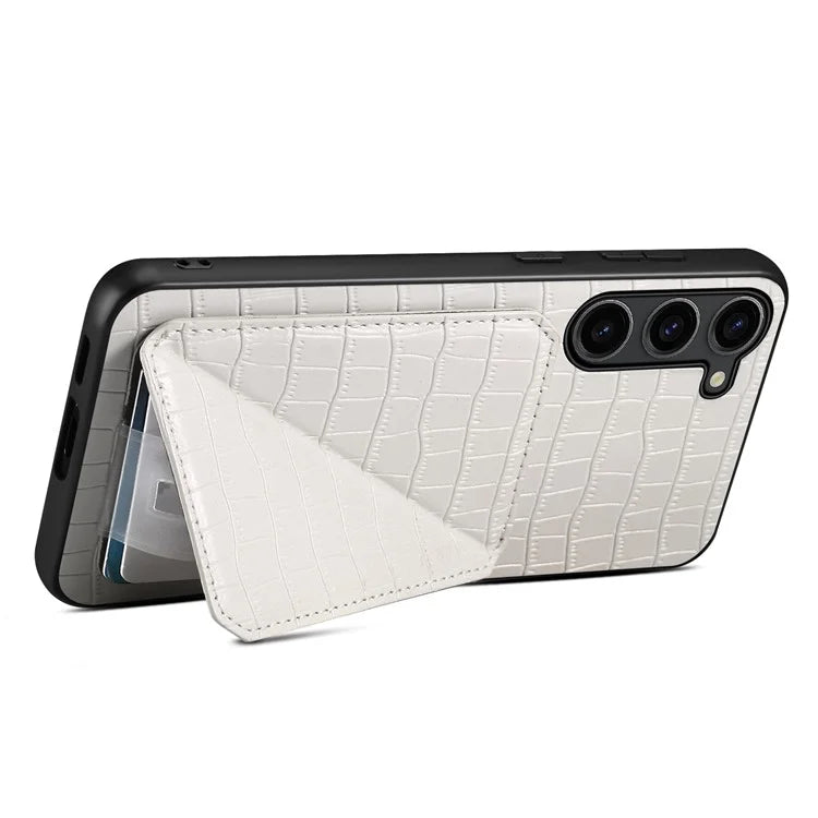 For Samsung Galaxy S23 Case Hidden Card Holder Kickstand Leather+PC+TPU Cellphone Cover