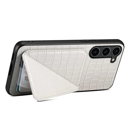 For Samsung Galaxy S23 Case Hidden Card Holder Kickstand Leather+PC+TPU Cellphone Cover