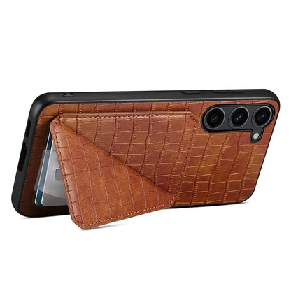 For Samsung Galaxy S23 Case Hidden Card Holder Kickstand Leather+PC+TPU Cellphone Cover