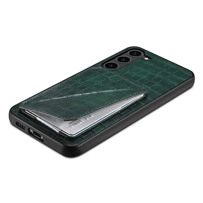 For Samsung Galaxy S23 Case Hidden Card Holder Kickstand Leather+PC+TPU Cellphone Cover