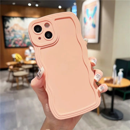For iPhone 15 Case Slim-Fit Wave Shape Edge TPU Phone Cover