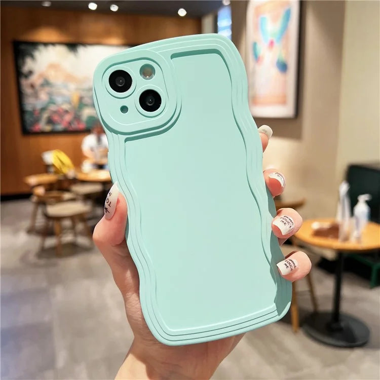 For iPhone 15 Case Slim-Fit Wave Shape Edge TPU Phone Cover