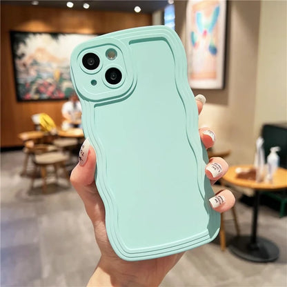 For iPhone 15 Case Slim-Fit Wave Shape Edge TPU Phone Cover
