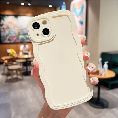 For iPhone 15 Case Slim-Fit Wave Shape Edge TPU Phone Cover
