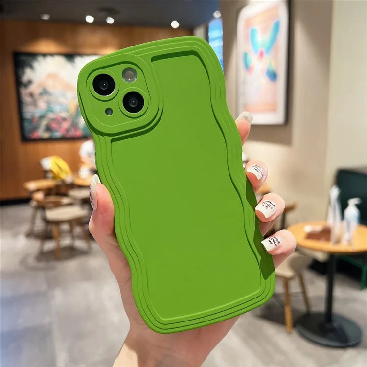 For iPhone 15 Case Slim-Fit Wave Shape Edge TPU Phone Cover