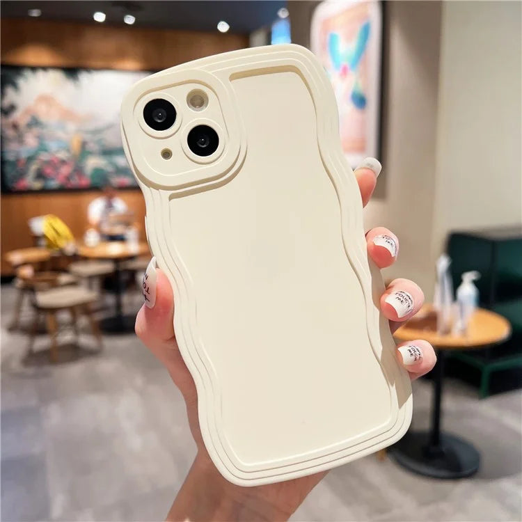 For iPhone 15 Plus Case TPU Phone Cover Wave Shape Edge Cell Phone Shell