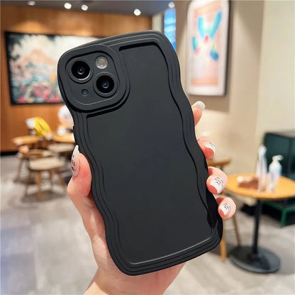 For iPhone 15 Plus Case TPU Phone Cover Wave Shape Edge Cell Phone Shell