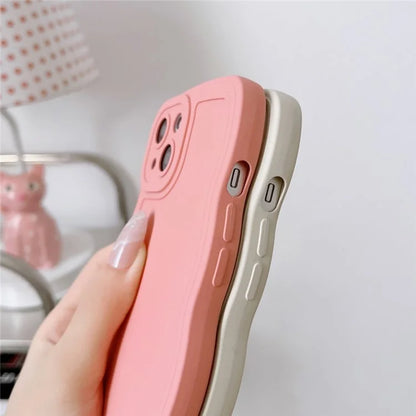 For iPhone 15 Plus Case TPU Phone Cover Wave Shape Edge Cell Phone Shell