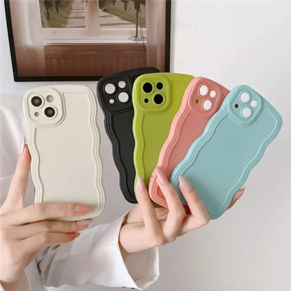 For iPhone 15 Plus Case TPU Phone Cover Wave Shape Edge Cell Phone Shell