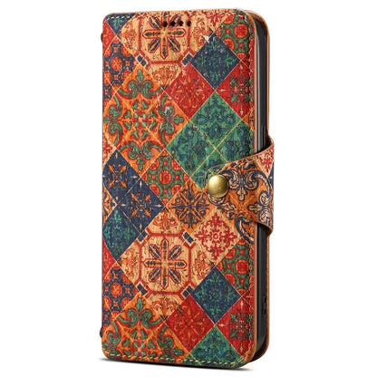For iPhone 15 Pro Case Flower Pattern PU Leather Wallet Phone Cover with Stand