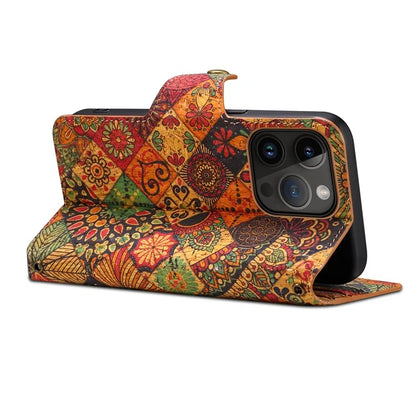 For iPhone 14 Pro Case Flower Pattern PU Leather Wallet Shockproof Phone Cover