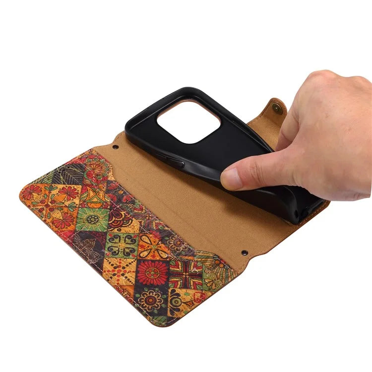 For iPhone 14 Pro Case Flower Pattern PU Leather Wallet Shockproof Phone Cover