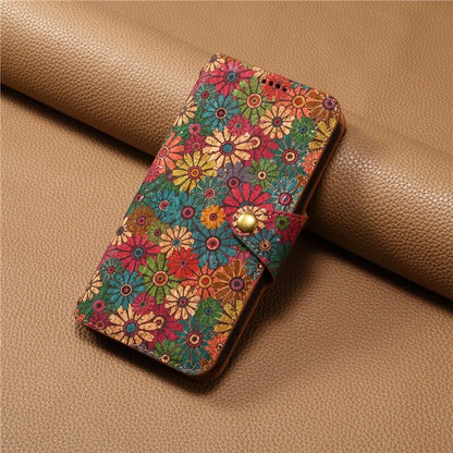 For iPhone 14 Pro Case Flower Pattern PU Leather Wallet Shockproof Phone Cover