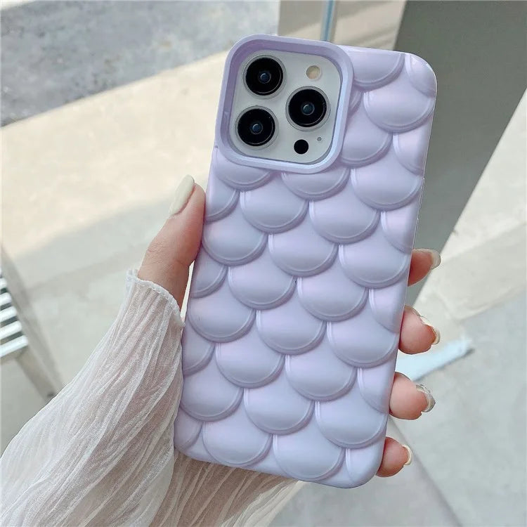 For iPhone 15 Pro Case 3D Effect Mermaid Scale TPU Phone Cover