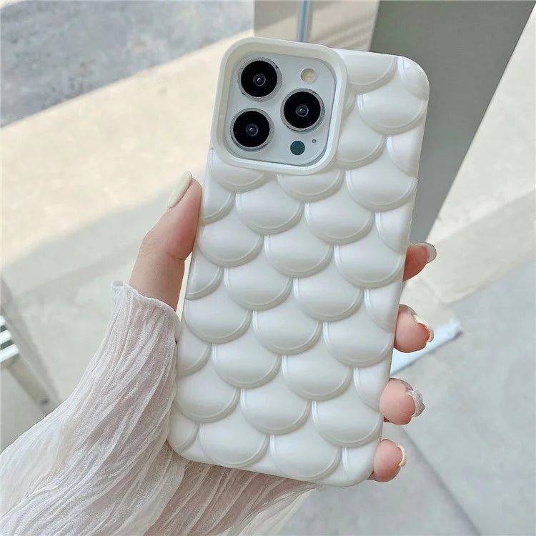 For iPhone 15 Pro Case 3D Effect Mermaid Scale TPU Phone Cover