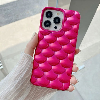 For iPhone 15 Pro Case 3D Effect Mermaid Scale TPU Phone Cover