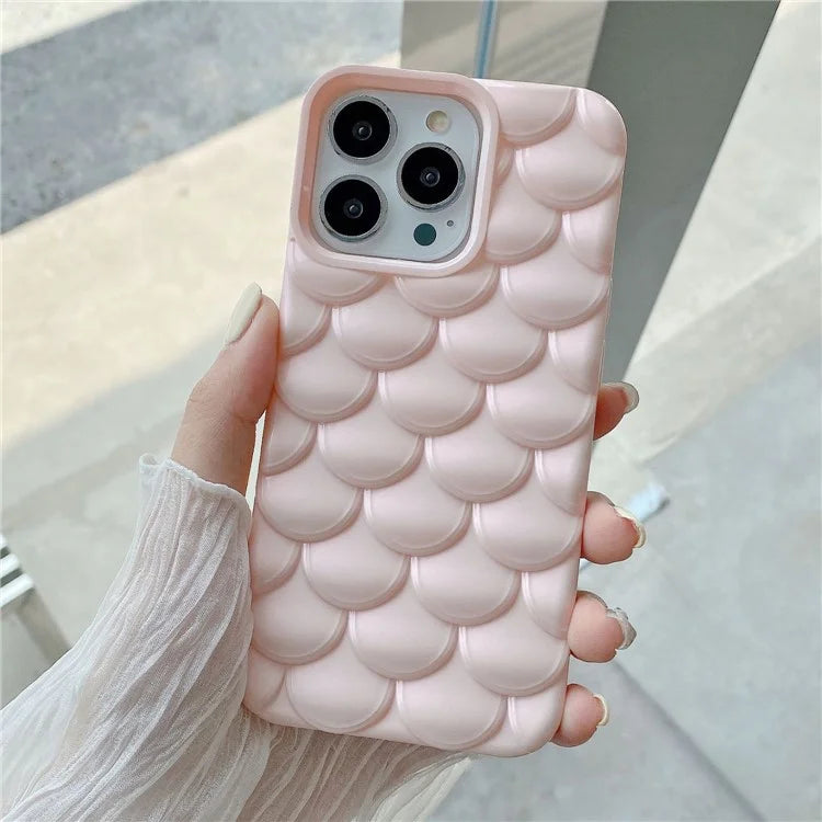 For iPhone 15 Pro Case 3D Effect Mermaid Scale TPU Phone Cover