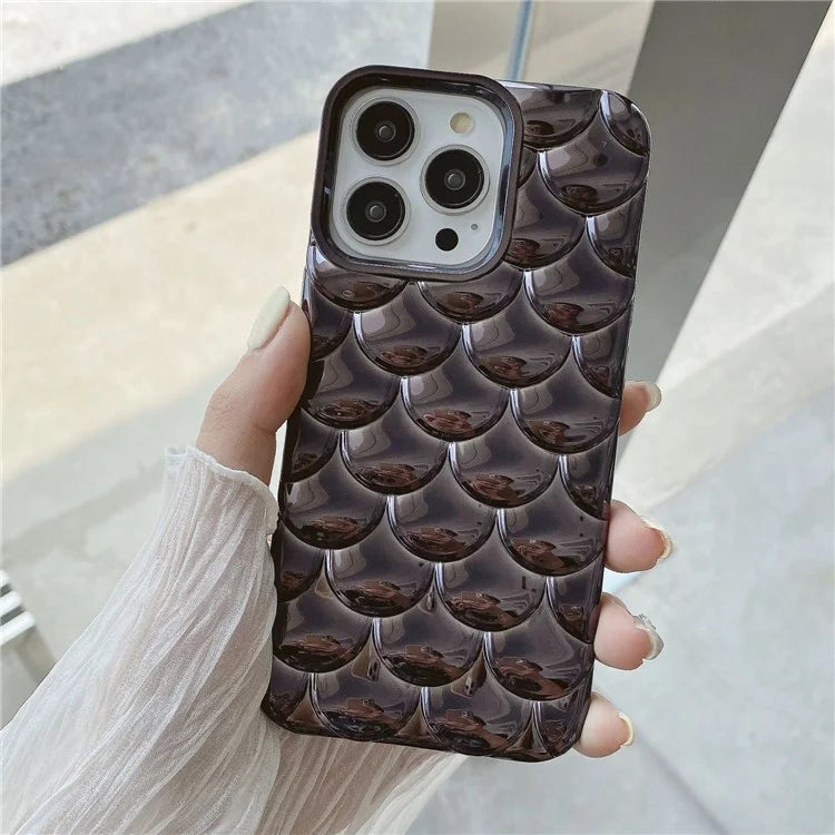 For iPhone 15 Pro Case 3D Effect Mermaid Scale TPU Phone Cover