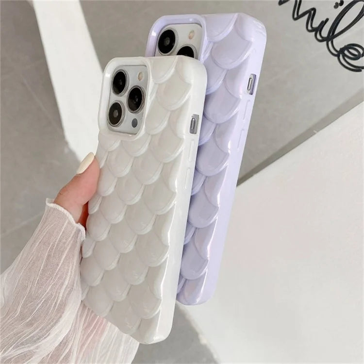 For iPhone 15 Pro Case 3D Effect Mermaid Scale TPU Phone Cover