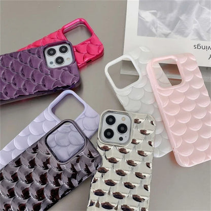 For iPhone 15 Pro Case 3D Effect Mermaid Scale TPU Phone Cover