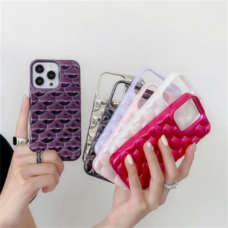 For iPhone 15 Pro Case 3D Effect Mermaid Scale TPU Phone Cover