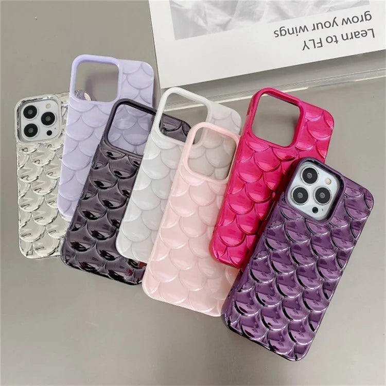 For iPhone 15 Pro Case 3D Effect Mermaid Scale TPU Phone Cover