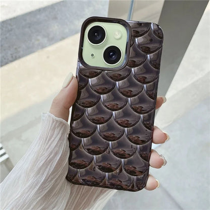 For iPhone 15 Case 3D Effect Mermaid Scale Drop-proof TPU Phone Cover