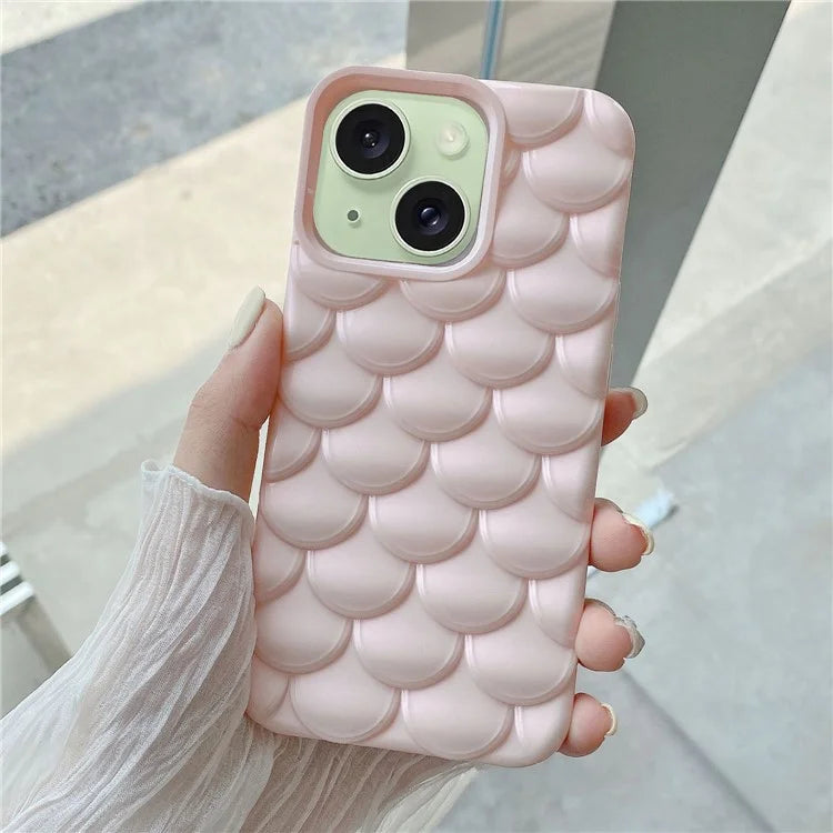 For iPhone 15 Case 3D Effect Mermaid Scale Drop-proof TPU Phone Cover