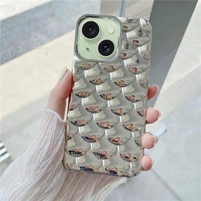 For iPhone 15 Case 3D Effect Mermaid Scale Drop-proof TPU Phone Cover