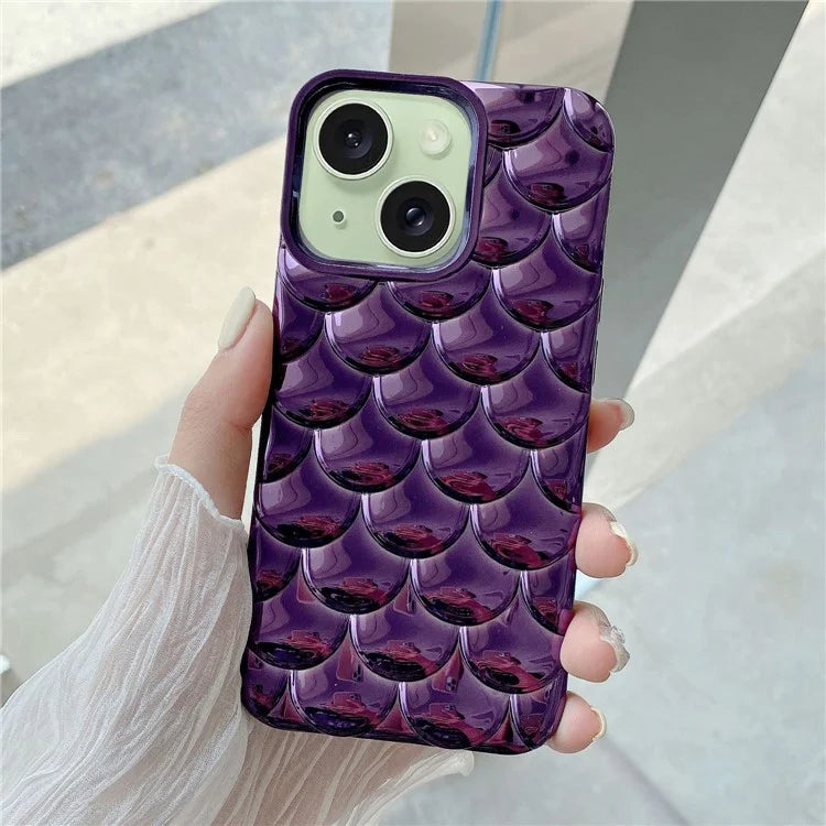 For iPhone 15 Case 3D Effect Mermaid Scale Drop-proof TPU Phone Cover